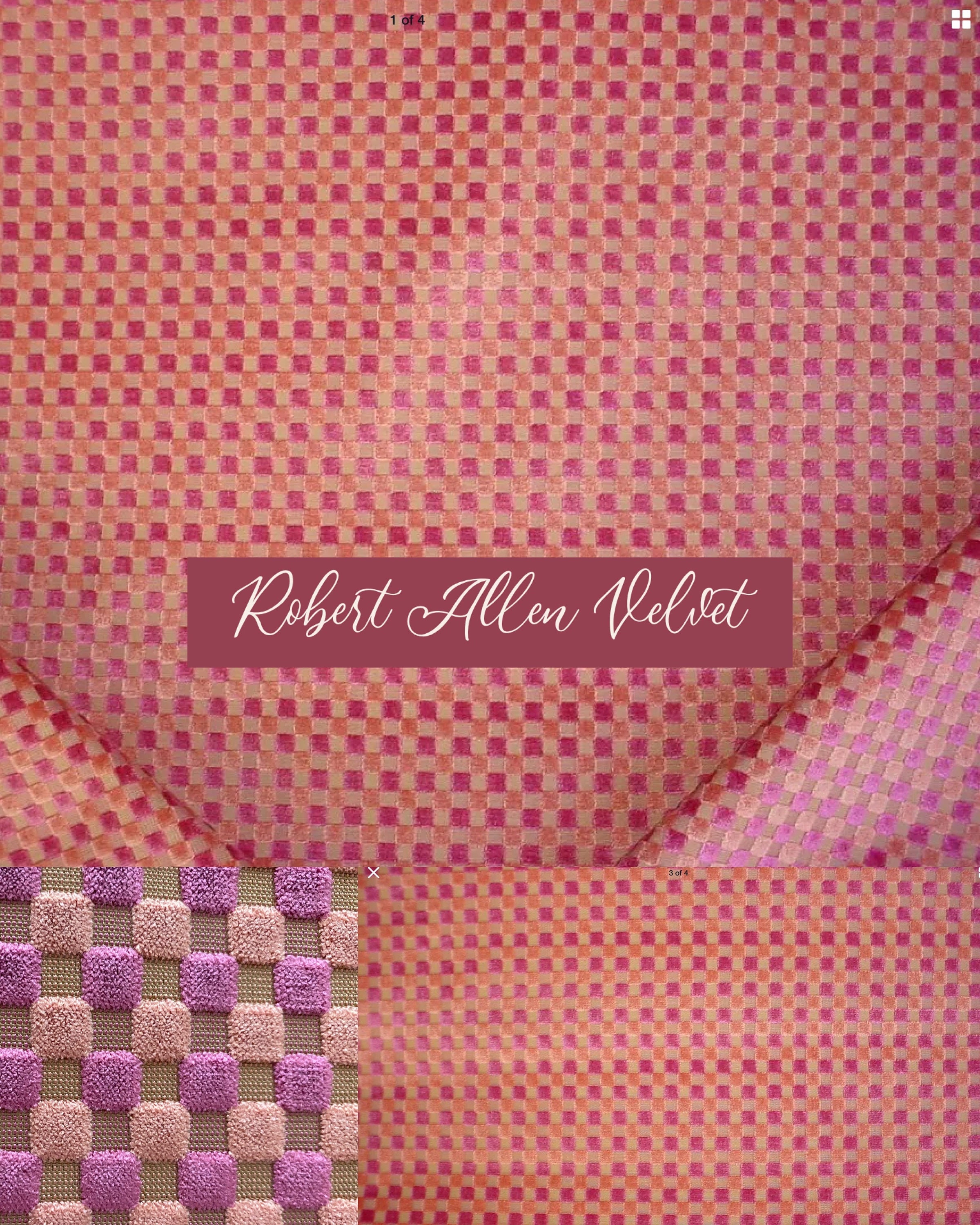 Robert Allen Fabric, Orange and Pink, Velvet Upholstery Fabric, From