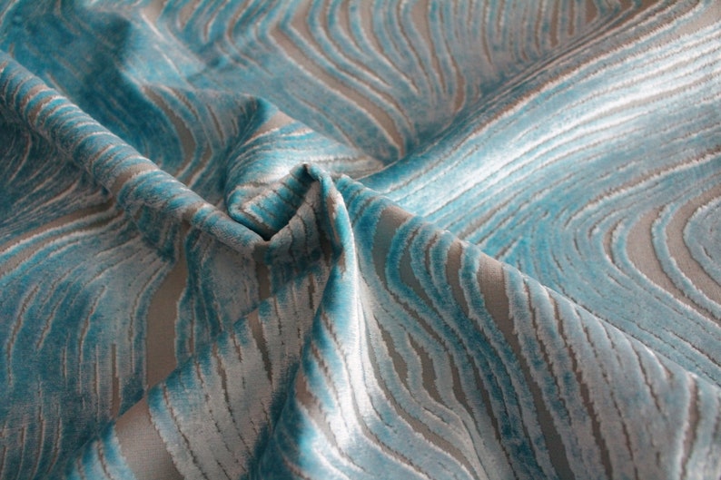 Cut Velvet Jane Hall Design Aurelia Aqua Blue Designers Guild Fabric Upholstery Fabric