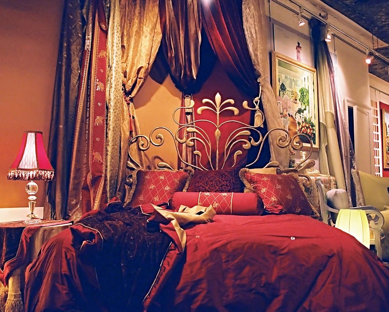 Bohemian Style Bedding Set Decorative Pillows Red Silk Etsy