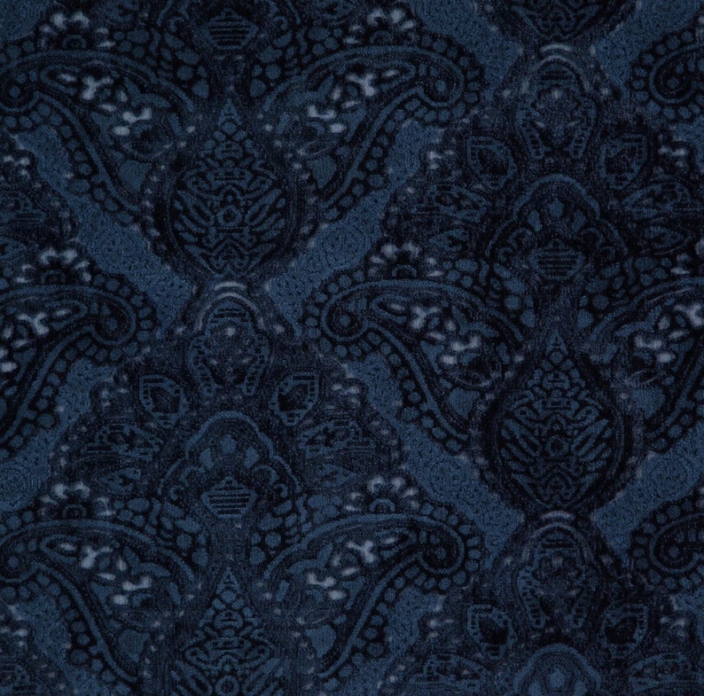 Robert Allen Fabric Navy Blue Embossed Velvet Upholstery and Etsy