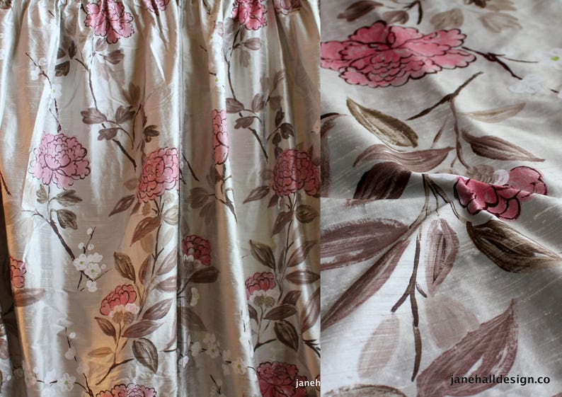 Curtain Panels Jab Plum and Cream Embroidered and Printed - Etsy