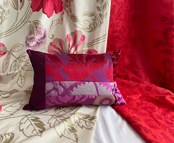 Gewebter Jacquard-Kissenbezug: Rot-Rosa-Schnitt-Samt, 50cm x 36cm