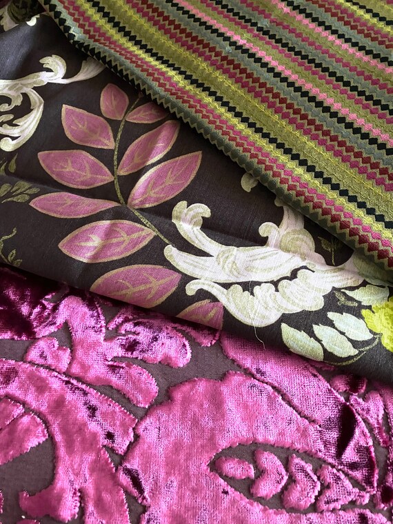 1 75 Yards Designers Guild Aubergine Printed Linen Fabric Etsy etsy