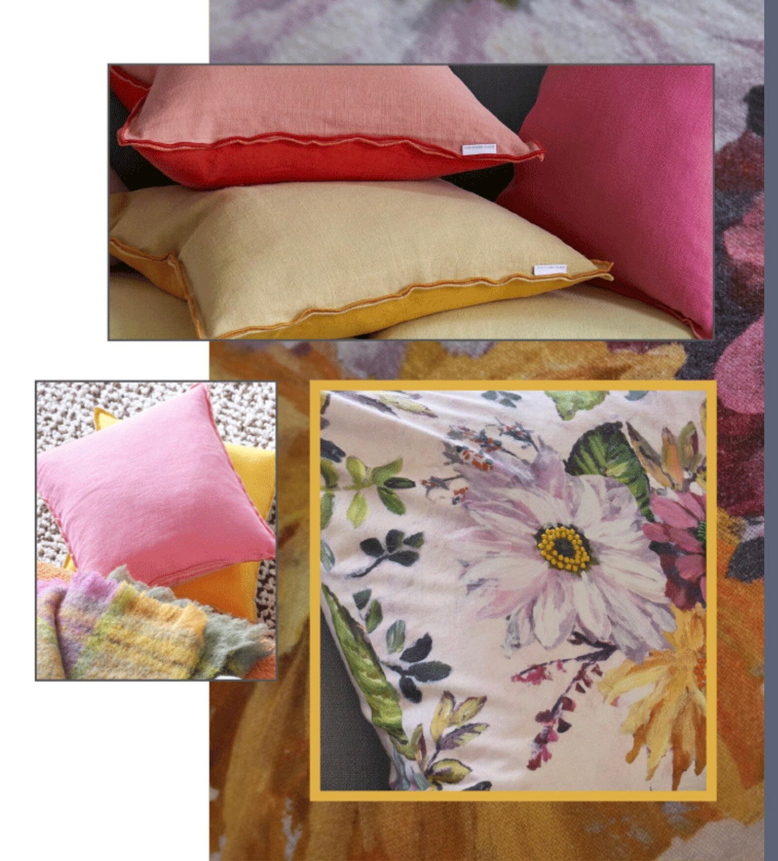 デザイナーズギルド フローラル ピローカバー：ボヘミアン リネン