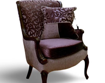 1930&#39;s - Designers Guild “Dorchester-Heather” Vintage Fanback Armchair in Purple Velvet- From Jane Hall Design