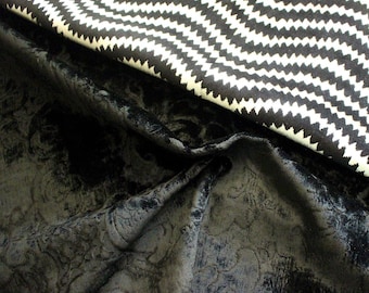 Designers Guild Black Embossed Velvet Fabric - 1 Yard