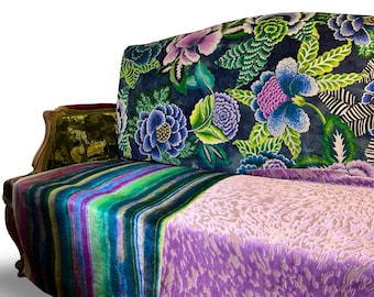 Designers Guild Floral Velvet Fabric: Rose de Damas Indigo, Botanical Print