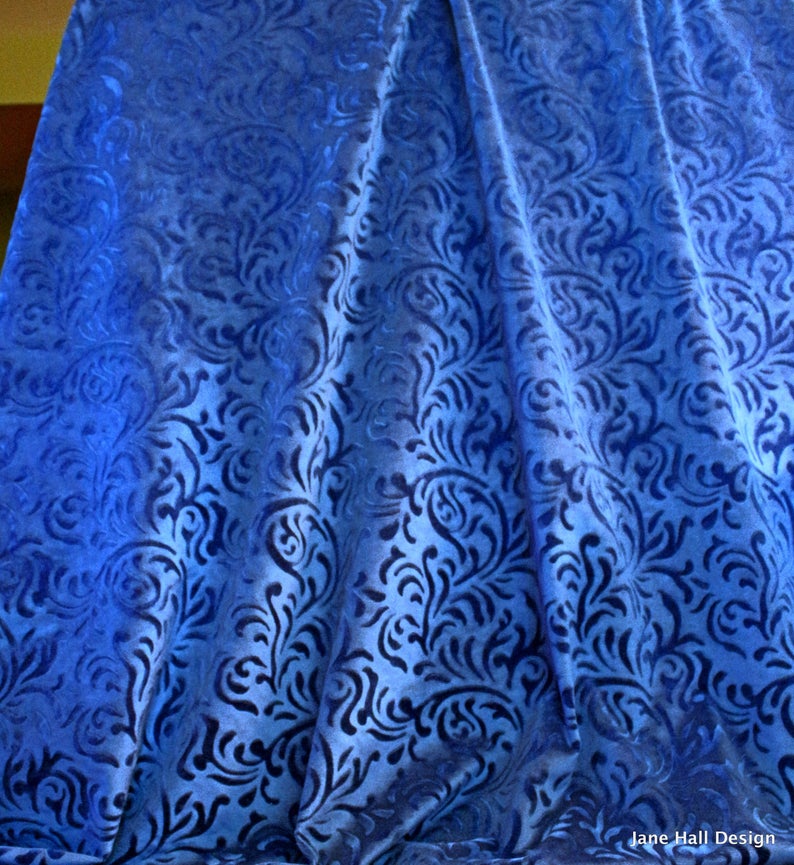 Maxwell Fabric Cobalt Blue Cut Velvet Upholstery Fabric Etsy