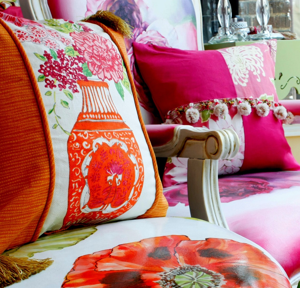 Hand Painted Upholstered Antique Chair Occasional Chair in Etsy