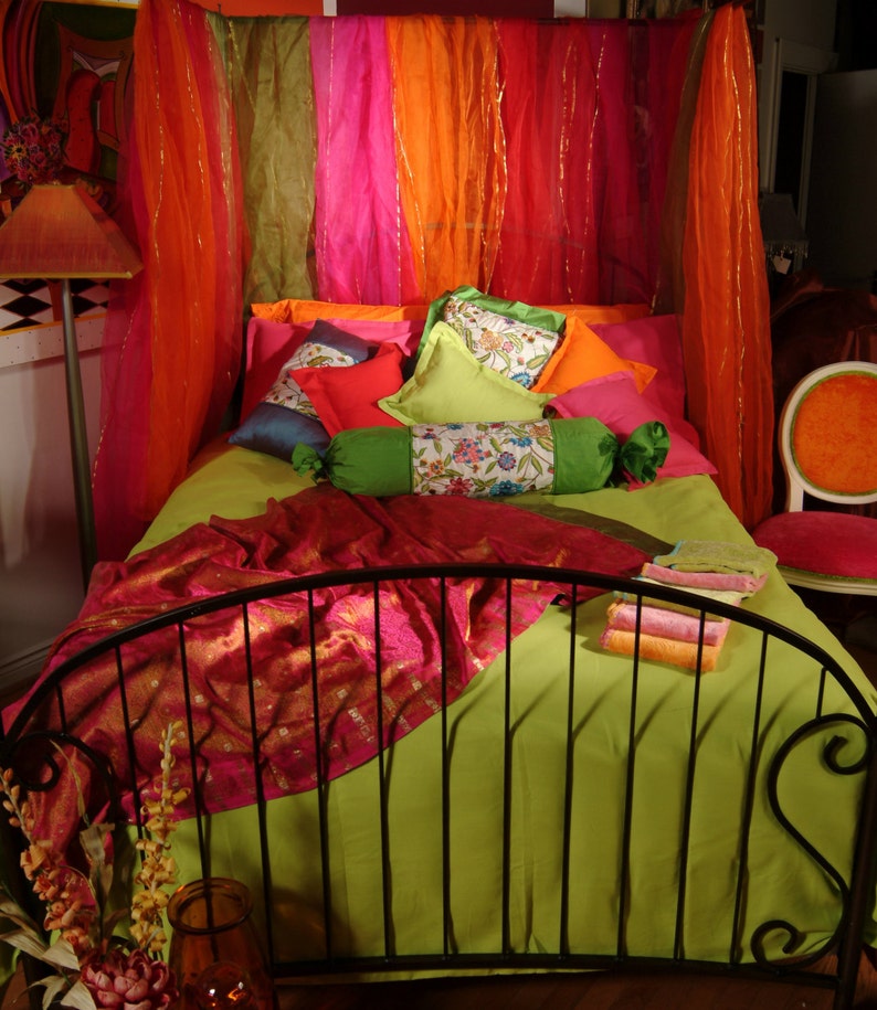 Hand Painted Headboard in Pink and Orange With Matching Etsy