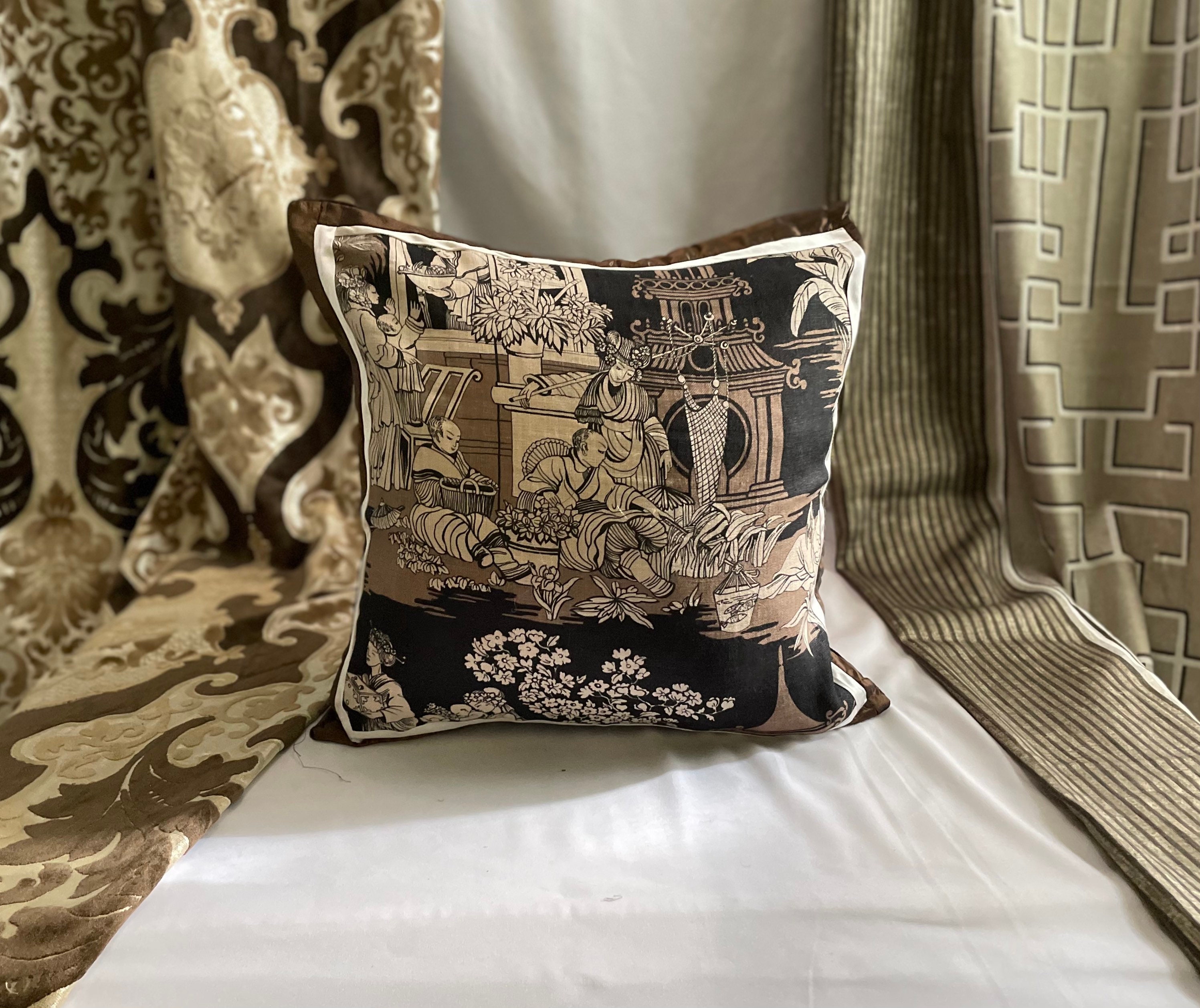 x  Manuel Canovas Chinoise Style Brown Decorative   Etsy Israel