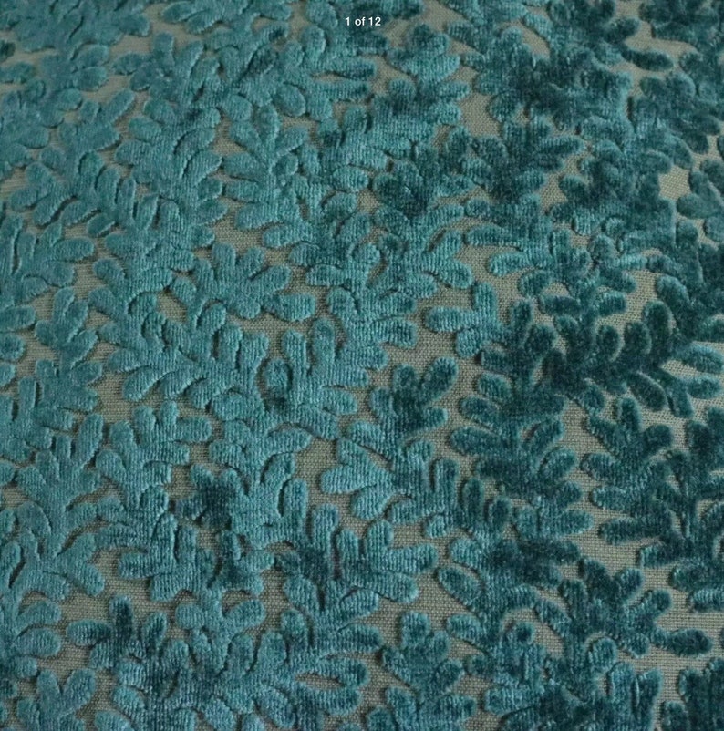 Robert Allen Fabric Teal Blue Cut Velvet Upholstery and Etsy