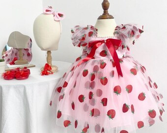 MAGNOLIA BABY - Fresh Strawberries Dress & Socks - Red main image 1