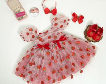 MAGNOLIA BABY - Fresh Strawberries Dress & Socks - Red
