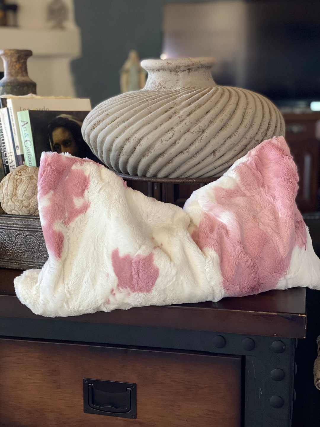 Lumbar Buckwheat Hulls Faux Fur Pillow Etsy