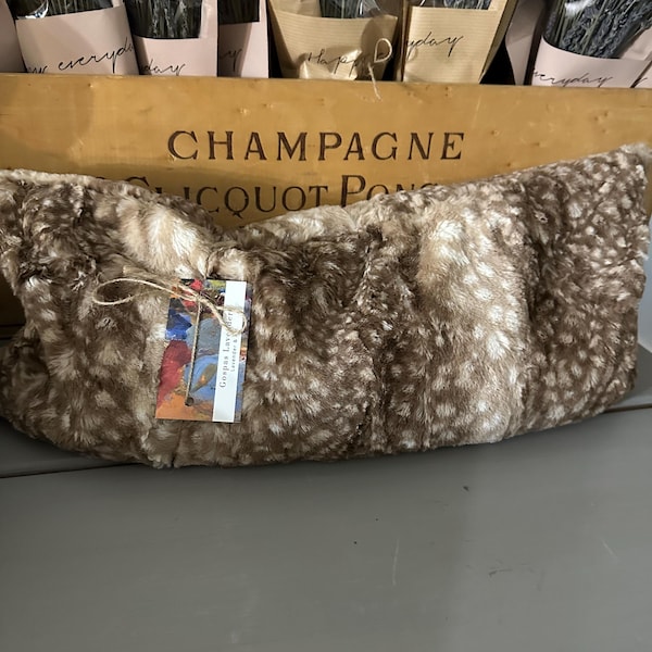 Organic buckwheat, travel lumbar, neck pillow, 11x22  faux fur or linen washable cover