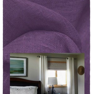 Window Curtains - Linen drapery curtain panels 24&quot; or 50&quot; wide x 63, 84, 90, 96, 108 & 120&quot; L. Custom Window treatments. Pure Linen Orchid