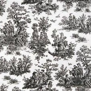Window Curtains - Pair of drapery curtain panels in toile print 24&quot; or 50&quot; wide x 63, 84, 90, 96, 108 or 120&quot;. Window Treatments. Jamestown
