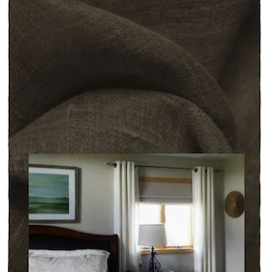 Window Curtains - Linen drapery curtain panels 24&quot; or 50&quot; wide x 63, 84, 90, 96, 108 & 120&quot; long. Custom Window treatments. Pure Linen Java.
