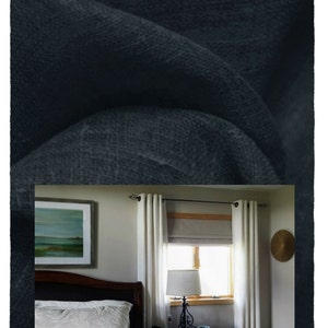 Window Curtains - Linen drapery curtain panels 24&quot; or 50&quot; wide x 63, 84, 90, 96, 108 & 120&quot; long.  Custom Window treatments. Pure Linen Ink.