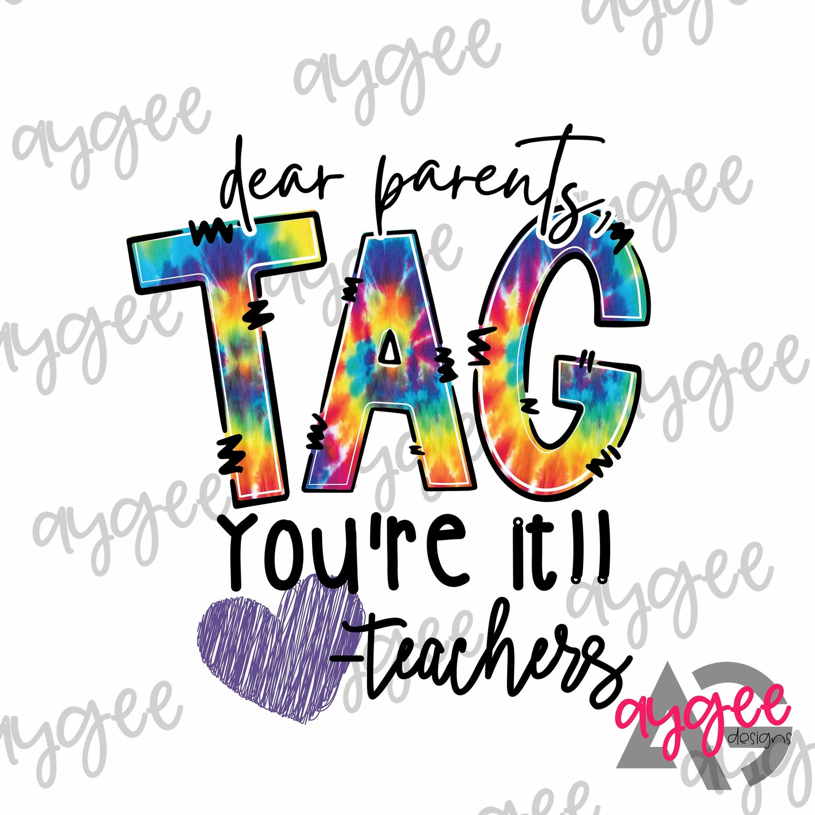 Teacher Gift T-Shirt - 'Dear Parents Tag You're It' Funny Teaching Graphic Tee, Short Sleeve Top