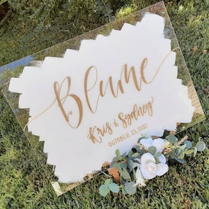 18x24 Acrylic Last Name Sign // Acrylic Wedding Sign // Modern Wedding Ceremony Reception Decor // Hand lettered painted calligraphy