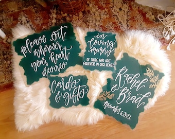 Acrylic Wedding Package // Sign Bundle // Modern Wedding Decor // Painted Hand Lettered // Custom Personalized Designs // Bride Sign Set