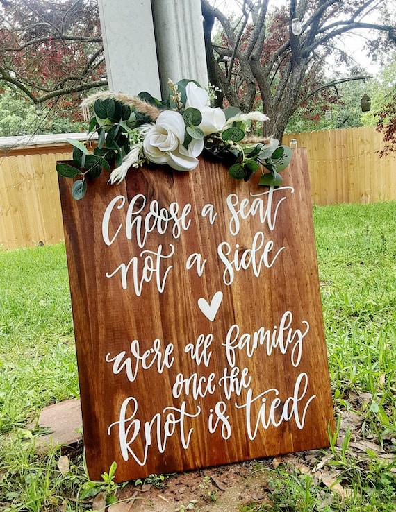 Rustic Wood Wedding Sign Stickers Pick A Seat Not A Side Country