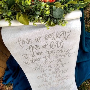 Any Quote or Lyrics! Handlettered Table Scroll // Calligraphy Quote Banner Decor // Table Runner or Hanging Sign // Paper Wedding Ideas