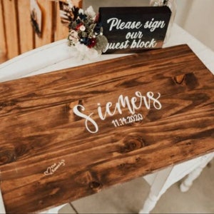 SALE Alternative Guest Book // Wedding Wood Decor // Last Name and Date image 3