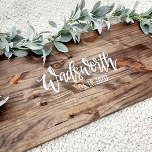 SALE Alternative Guest Book // Wedding Wood Decor // Last Name and Date image 4