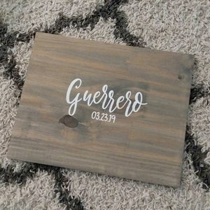 SALE Alternative Guest Book // Wedding Wood Decor // Last Name and Date image 6