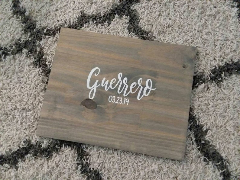 SALE Alternative Guest Book // Wedding Wood Decor // Last Name and Date image 6