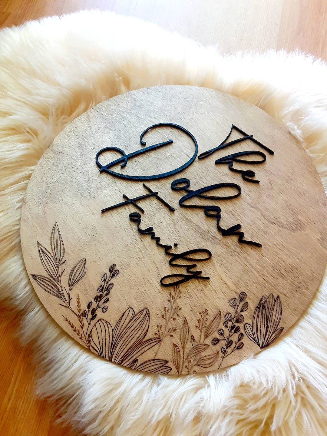 Custom Family Name Wood Sign, Boho Floral Home Decor - Etsy
