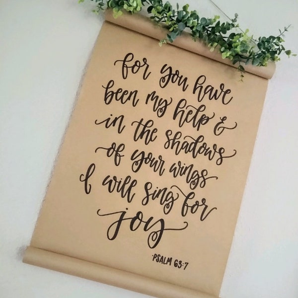 Any Quote! Brown Paper Scroll // Hanging Wall Decor // Farmhouse Style // Custom Home Decor // Hand Lettered // Bible Verse - Quote - Lyrics