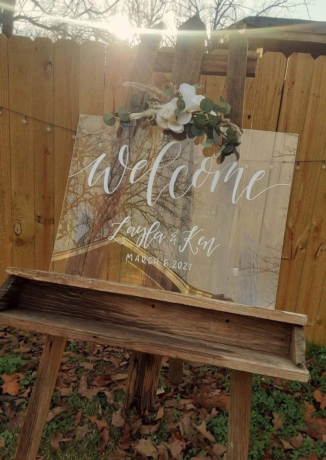 Welcome Wedding Sign Acrylic // Ceremony Entrance Sign // Names and Est ...