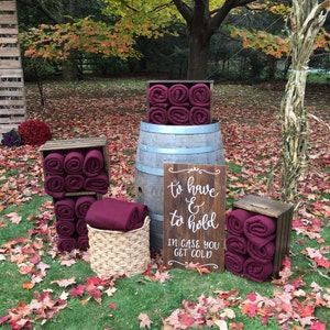 To Have And To Hold In Case You Get Cold // Wood Wedding Decor