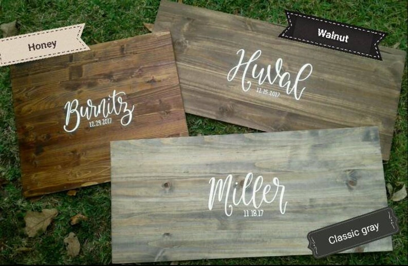 Venta Libro de visitas alternativo // Tablero de invitados de madera // Inicio de sesión de boda // Nombre personalizado y signo de fecha // Libro de visitas colgante personalizado imagen 8