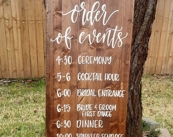 Order of Events Sign // Ceremony Reception Entrance Display // Wedding Itinerary // Rustic Wedding Decor //