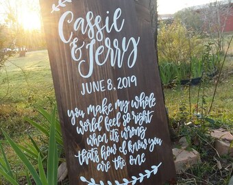 Custom Wedding Sign // Names, Date, Quote // Wood Wedding Decor