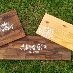 SALE Alternative Guest Book // Wedding Wood Decor // Last Name and Date image 9