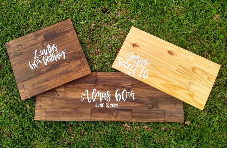 SALE Alternative Guest Book // Wedding Wood Decor // Last Name and Date image 9