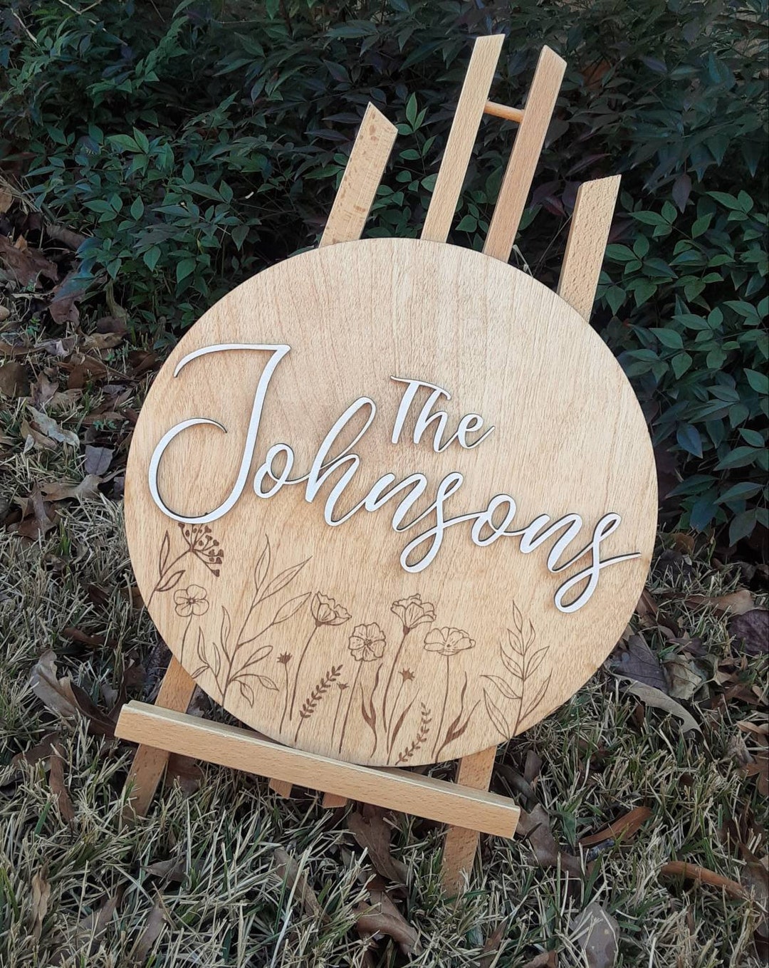 Custom Wedding Sign | Raised Wood Last Name Decor, Floral Design - Etsy