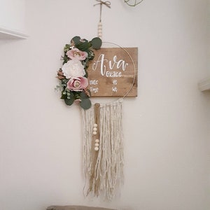 Boho Baby Dreamcatcher Hospital Door Hanger Baby Stats