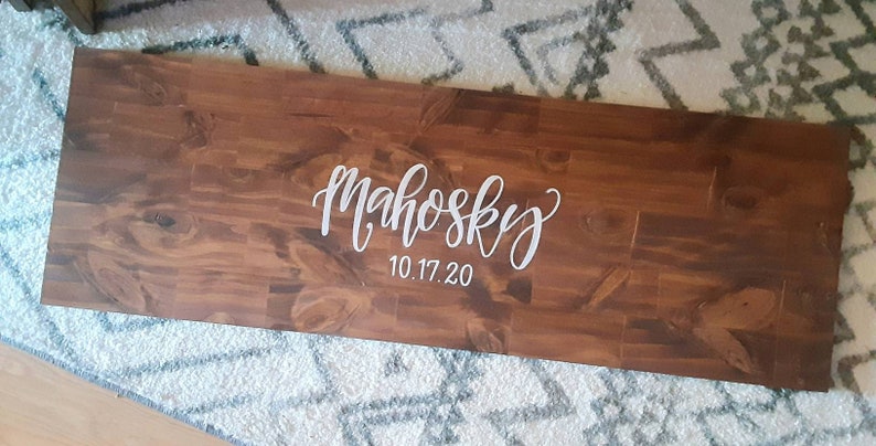 SALE Alternative Guest Book // Wedding Wood Decor // Last Name and Date image 8