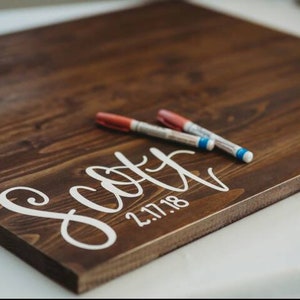 Sale!!! Alternative Guest Book // Custom Wedding Guest Signing Board // Wood Wedding Decor // Low Left Bottom // Last Name Wedding Date