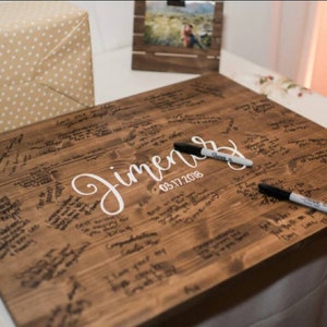 Sale!!! Alternative Guest Book Board // Guest Sign In // Wedding Wood Decor // Ceremony Guest Board // Last Name and Date // Calligraphy