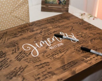 Sale!!! Alternative Guest Book Board // Guest Sign In // Wedding Wood Decor // Ceremony Guest Board // Last Name and Date // Calligraphy