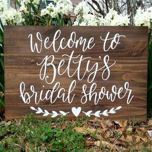 Welcome Bridal Shower Sign // Wedding Decor // Rustic Wood Entrance Sign