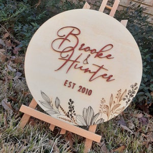 3d Wedding Couples Sign //Raised Wood Round Name // Terracotta Rust // Boho Minimalist // Custom Personalized // Engagement Bridal Shower